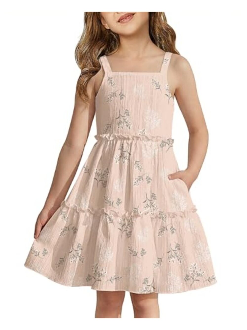Girls Spaghetti Strap Dress Summer Casual Sundress with Pockets